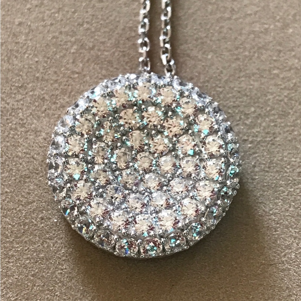 Cubic Zirconia 925 Imena Sterling Necklace Round 18 inches Sparkly